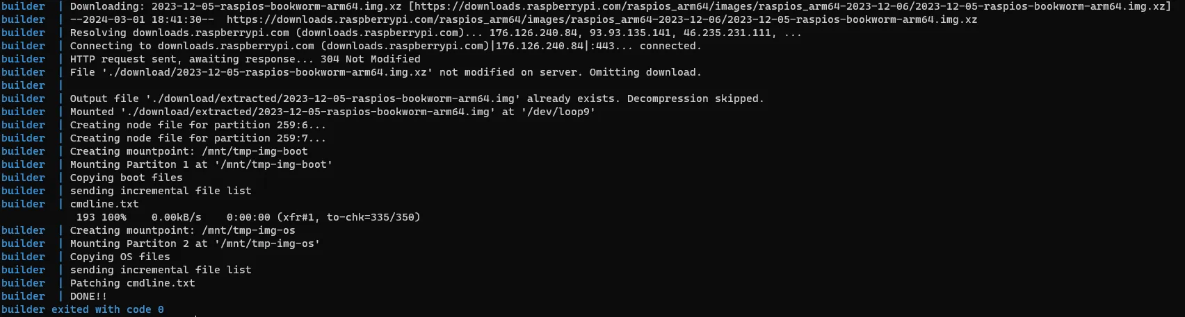 Screenshot of Builder image running
