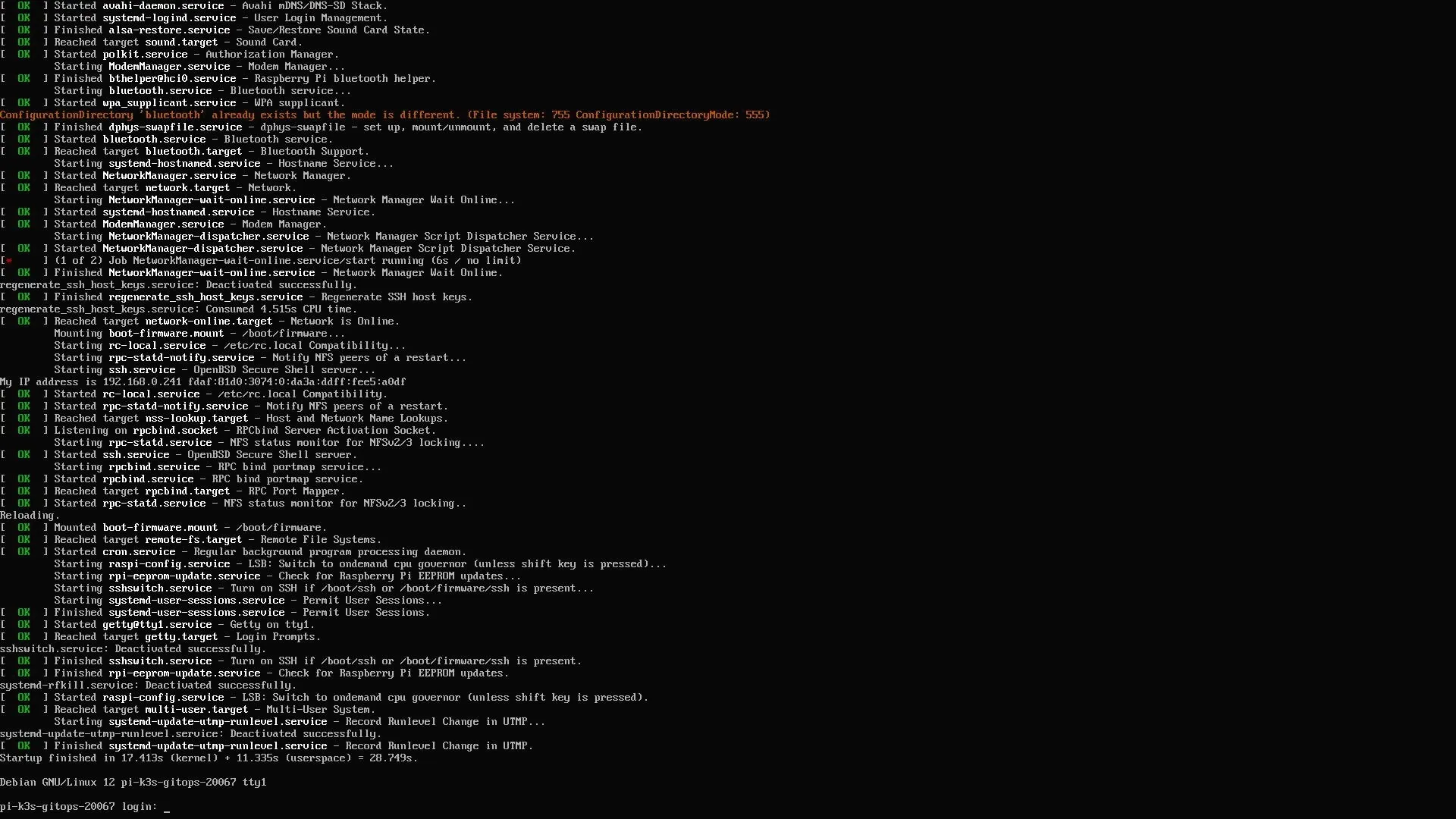 capture of Pi bootloader with netboot enabled, booting OS files from NFS server