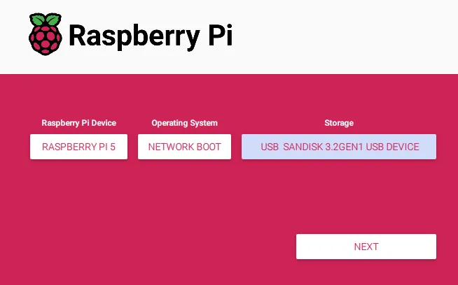 Screenshot of imager UI with Desired Options